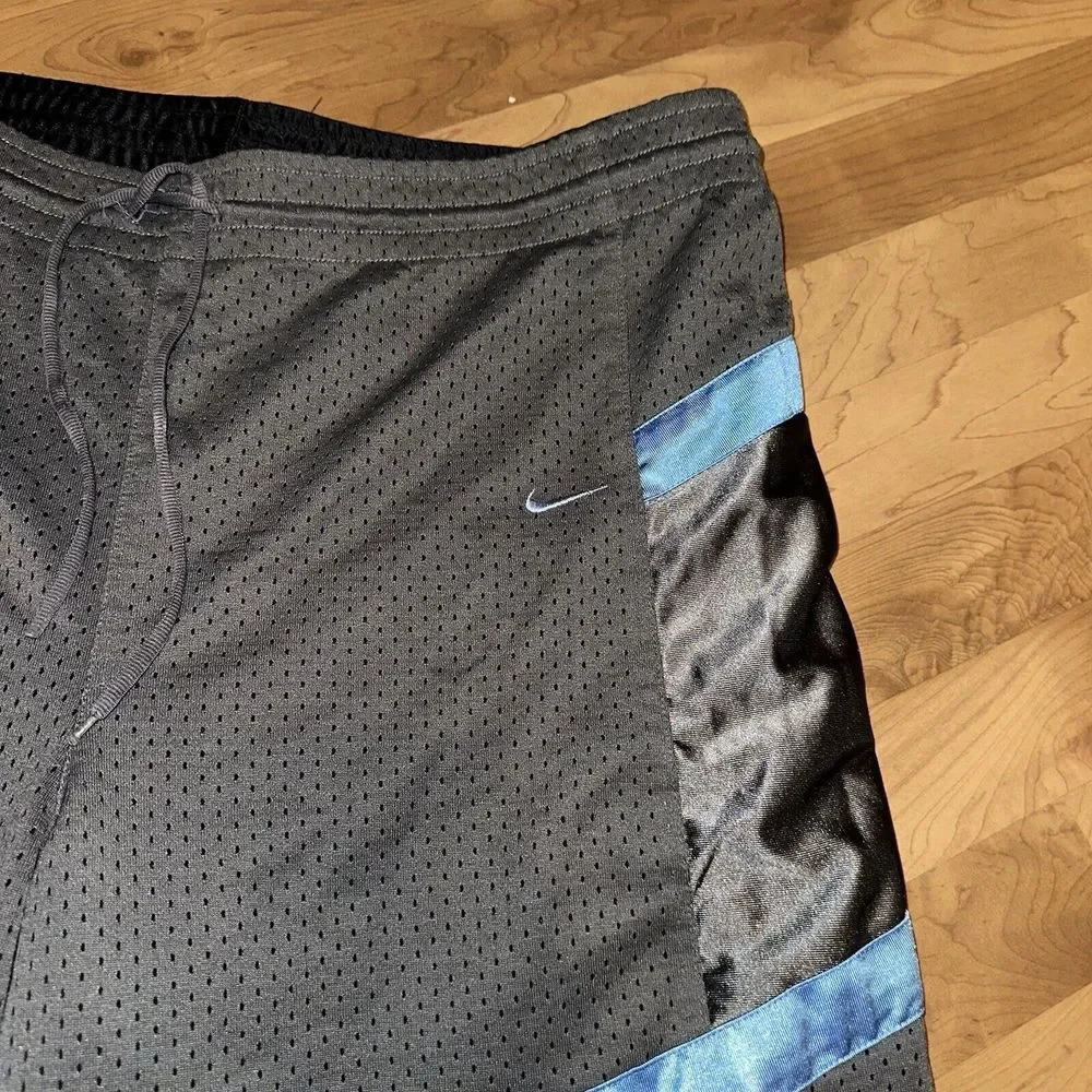 Vintage Nike Shorts Mens Blue‎ Gray Black Reversible Shiny Basketball Shorts XXL